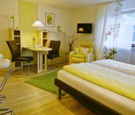 Ferienwohnung am Kochersteig Schwäbisch Hall - Blick in Zimmer mit Wohn-/Schlafbereich